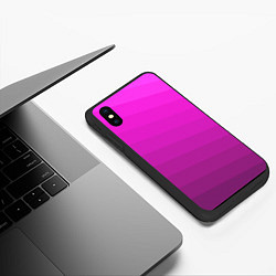 Чехол iPhone XS Max матовый Розовый неоновый полосатый узор Pink neon, цвет: 3D-черный — фото 2