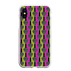 Чехол iPhone XS Max матовый Striped multicolored pattern Сердце, цвет: 3D-белый