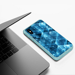 Чехол iPhone XS Max матовый GLASS CUBES, цвет: 3D-мятный — фото 2