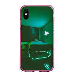Чехол iPhone XS Max матовый Неоновая спальня - Зелёный, цвет: 3D-малиновый