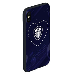 Чехол iPhone XS Max матовый Лого Leeds United в сердечке на фоне мячей, цвет: 3D-черный — фото 2