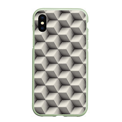 Чехол iPhone XS Max матовый 3D Куб Оптическая иллюзия 3D Cube, цвет: 3D-салатовый