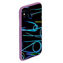 Чехол iPhone XS Max матовый Неоновые линии во тьме - Голубой, цвет: 3D-фиолетовый — фото 2