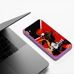 Чехол iPhone XS Max матовый Дилюк-красноволосый холостяк, цвет: 3D-фиолетовый — фото 2