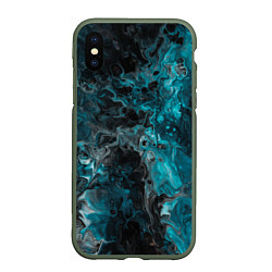 Чехол iPhone XS Max матовый Неоновая краска во тьме - Светло-синий