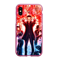 Чехол iPhone XS Max матовый Stranger Things Странные Дела, цвет: 3D-малиновый