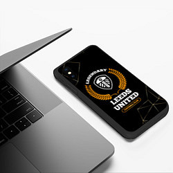 Чехол iPhone XS Max матовый Лого Leeds United и надпись Legendary Football Clu, цвет: 3D-черный — фото 2