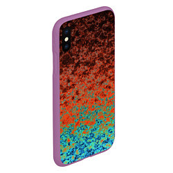 Чехол iPhone XS Max матовый Turquoise brown abstract marble pattern, цвет: 3D-фиолетовый — фото 2