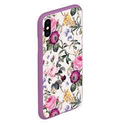 Чехол iPhone XS Max матовый Цветы Сказочные Розы и Герберы, цвет: 3D-фиолетовый — фото 2