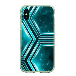 Чехол iPhone XS Max матовый Космические соты, цвет: 3D-салатовый