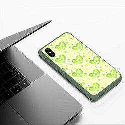 Чехол iPhone XS Max матовый Сердце листвы, цвет: 3D-темно-зеленый — фото 2