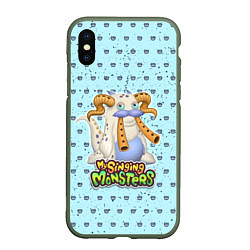 Чехол iPhone XS Max матовый My Singing Monsters - Гуджуб, цвет: 3D-темно-зеленый