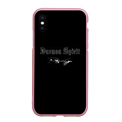 Чехол iPhone XS Max матовый Daemon Spirit Black - Feel, цвет: 3D-розовый