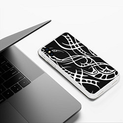 Чехол iPhone XS Max матовый Карбон с узорами, цвет: 3D-белый — фото 2