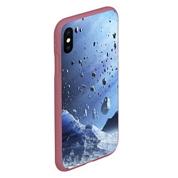 Чехол iPhone XS Max матовый Космический пейзаж с ледяными скалами, цвет: 3D-малиновый — фото 2