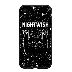 Чехол iPhone XS Max матовый Группа Nightwish и Рок Кот, цвет: 3D-черный