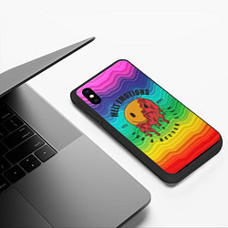 Чехол iPhone XS Max матовый Тающий желто красный смайл, цвет: 3D-черный — фото 2