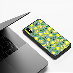 Чехол iPhone XS Max матовый Порезанные лимоны - паттерн, цвет: 3D-черный — фото 2