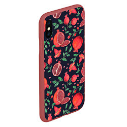 Чехол iPhone XS Max матовый Красные гранаты на темном фоне, цвет: 3D-красный — фото 2