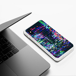 Чехол iPhone XS Max матовый Ночной город - glitch, цвет: 3D-белый — фото 2