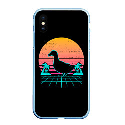 Чехол iPhone XS Max матовый Ретро утка, цвет: 3D-голубой