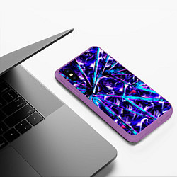 Чехол iPhone XS Max матовый Genshin Impact Шогун Райден осколки, цвет: 3D-фиолетовый — фото 2