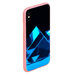 Чехол iPhone XS Max матовый Неоновые объёмный куб - Синий, цвет: 3D-баблгам — фото 2