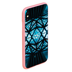 Чехол iPhone XS Max матовый Неоновые абстрактные фигуры и фонари - Синий, цвет: 3D-баблгам — фото 2