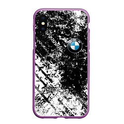 Чехол iPhone XS Max матовый BMW : Испачканная ЧБ, цвет: 3D-фиолетовый