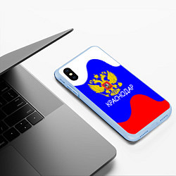 Чехол iPhone XS Max матовый Краснодар - ГЕРБ, цвет: 3D-голубой — фото 2