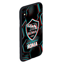 Чехол iPhone XS Max матовый Roma FC в стиле Glitch на темном фоне, цвет: 3D-черный — фото 2