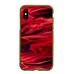 Чехол iPhone XS Max матовый Красный абстрактный модный узор, цвет: 3D-коричневый