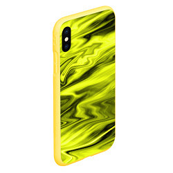 Чехол iPhone XS Max матовый Неоновый желтый с черным абстрактный узор, цвет: 3D-желтый — фото 2