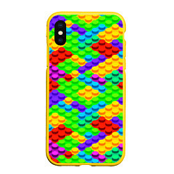 Чехол iPhone XS Max матовый LEGO конструктор, цвет: 3D-желтый