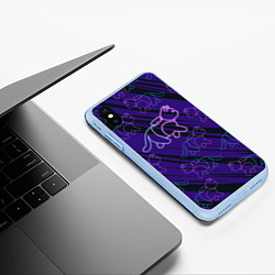 Чехол iPhone XS Max матовый Паттерн неоновый кот из Stray, цвет: 3D-голубой — фото 2