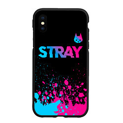 Чехол iPhone XS Max матовый Stray - neon gradient logo, цвет: 3D-черный