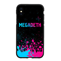Чехол iPhone XS Max матовый Megadeth - neon gradient, цвет: 3D-черный