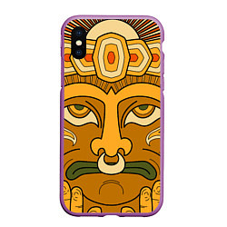 Чехол iPhone XS Max матовый Polynesian tiki CALM, цвет: 3D-фиолетовый