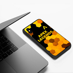 Чехол iPhone XS Max матовый Apex Legends - gold gradient: символ сверху, цвет: 3D-черный — фото 2