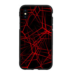 Чехол iPhone XS Max матовый Intersecting red rays, цвет: 3D-черный