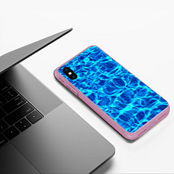 Чехол iPhone XS Max матовый Текстура поверхности воды, цвет: 3D-розовый — фото 2