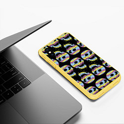 Чехол iPhone XS Max матовый Прикольные красочные черепа - паттерн, цвет: 3D-желтый — фото 2