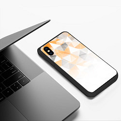Чехол iPhone XS Max матовый Однотонный белый и желто-серый геометрический, цвет: 3D-черный — фото 2