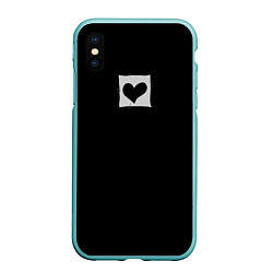 Чехол iPhone XS Max матовый Пустое сердце - заплатка, цвет: 3D-мятный