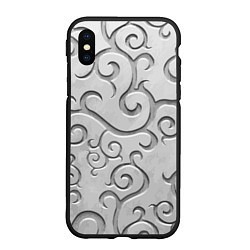 Чехол iPhone XS Max матовый Ажурный орнамент на поверхности металла, цвет: 3D-черный
