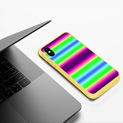 Чехол iPhone XS Max матовый Яркие разноцветные размытые полосы, цвет: 3D-желтый — фото 2