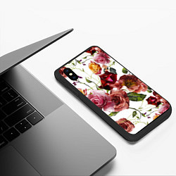 Чехол iPhone XS Max матовый Цветы Нарисованные Красные и Розовые Розы, цвет: 3D-черный — фото 2