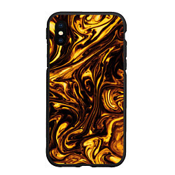 Чехол iPhone XS Max матовый Жидкое золото текстура, цвет: 3D-черный