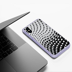 Чехол iPhone XS Max матовый Серебряная ребристая поверхность, цвет: 3D-светло-сиреневый — фото 2