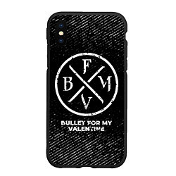 Чехол iPhone XS Max матовый Bullet For My Valentine с потертостями на темном ф, цвет: 3D-черный